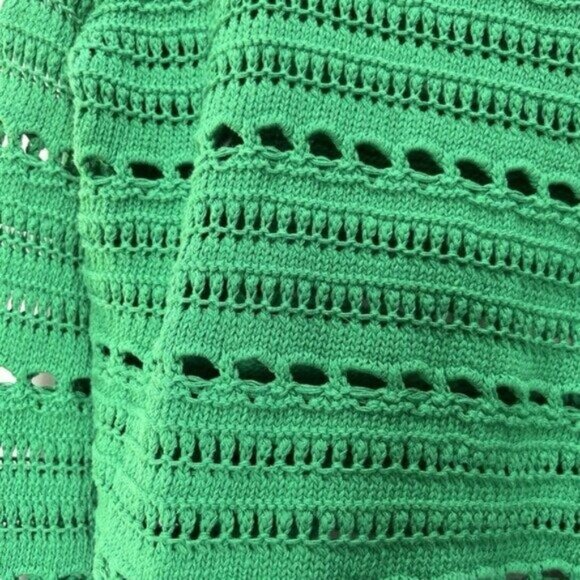 Women 8 Crochet Knit Sweater Green Holiday Cottagecore Fairy Preppy Whimsigoth - Picture 16 of 16